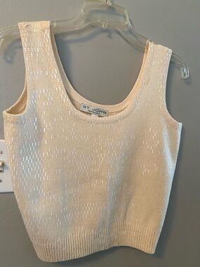 St. John Cream Sequin Knit Tank